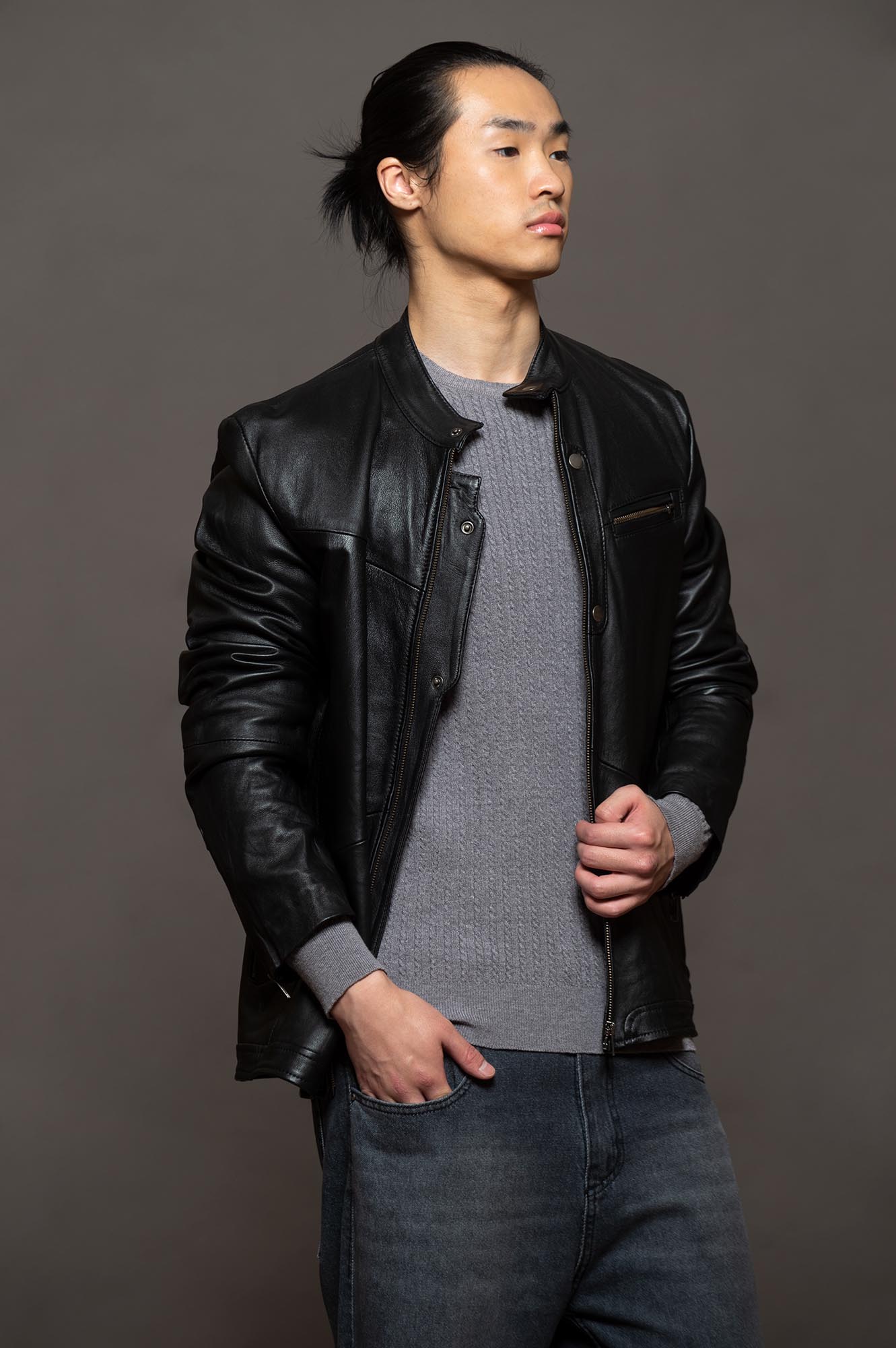 CAMPERA CUERO CAMDEN NEGRO
