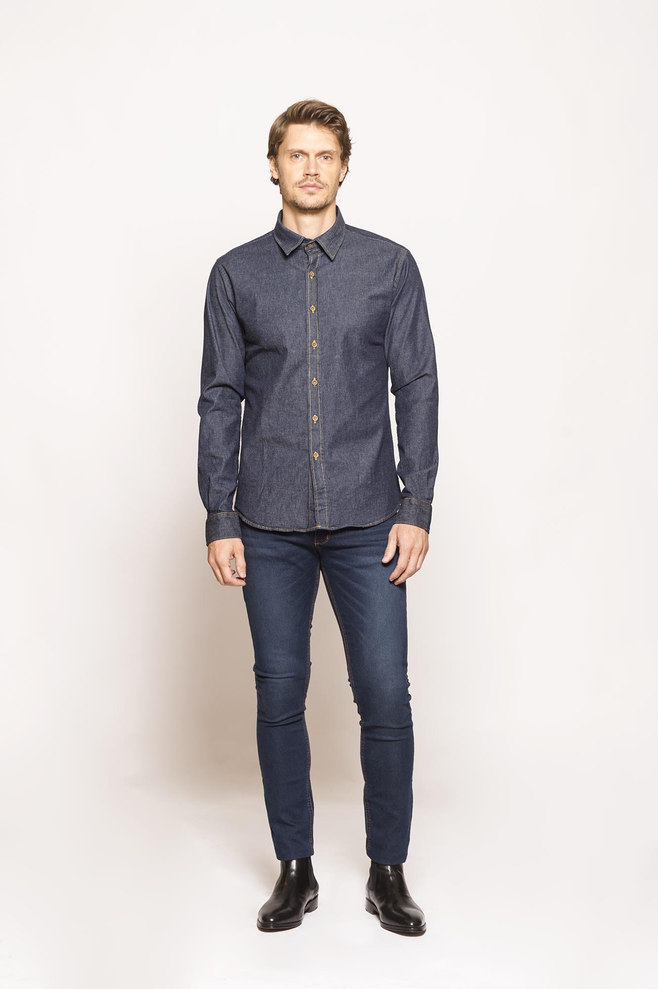 7000DENMLAP - CAMISA AMSTERDAM SK AZUL PLENO